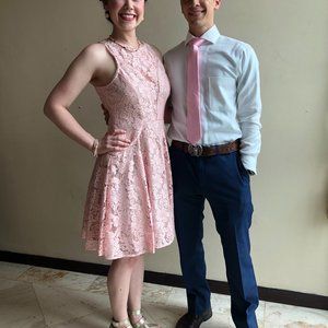 Xscape Blush Lace Fit-and-Flare Dress Size 6